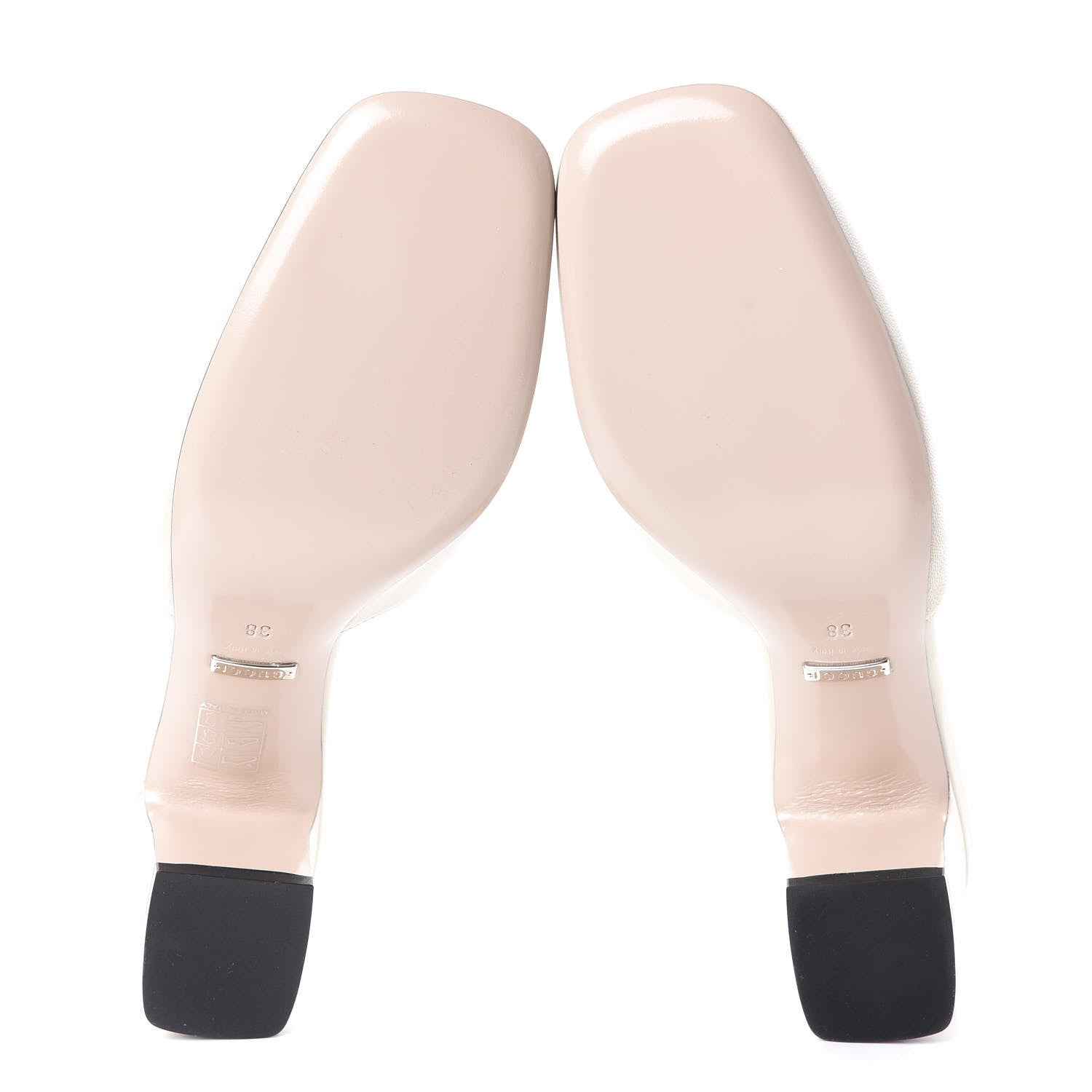Gucci Malaga Kid Crystal Square G Madelyn Mules 38 Vintage White 7 of 7