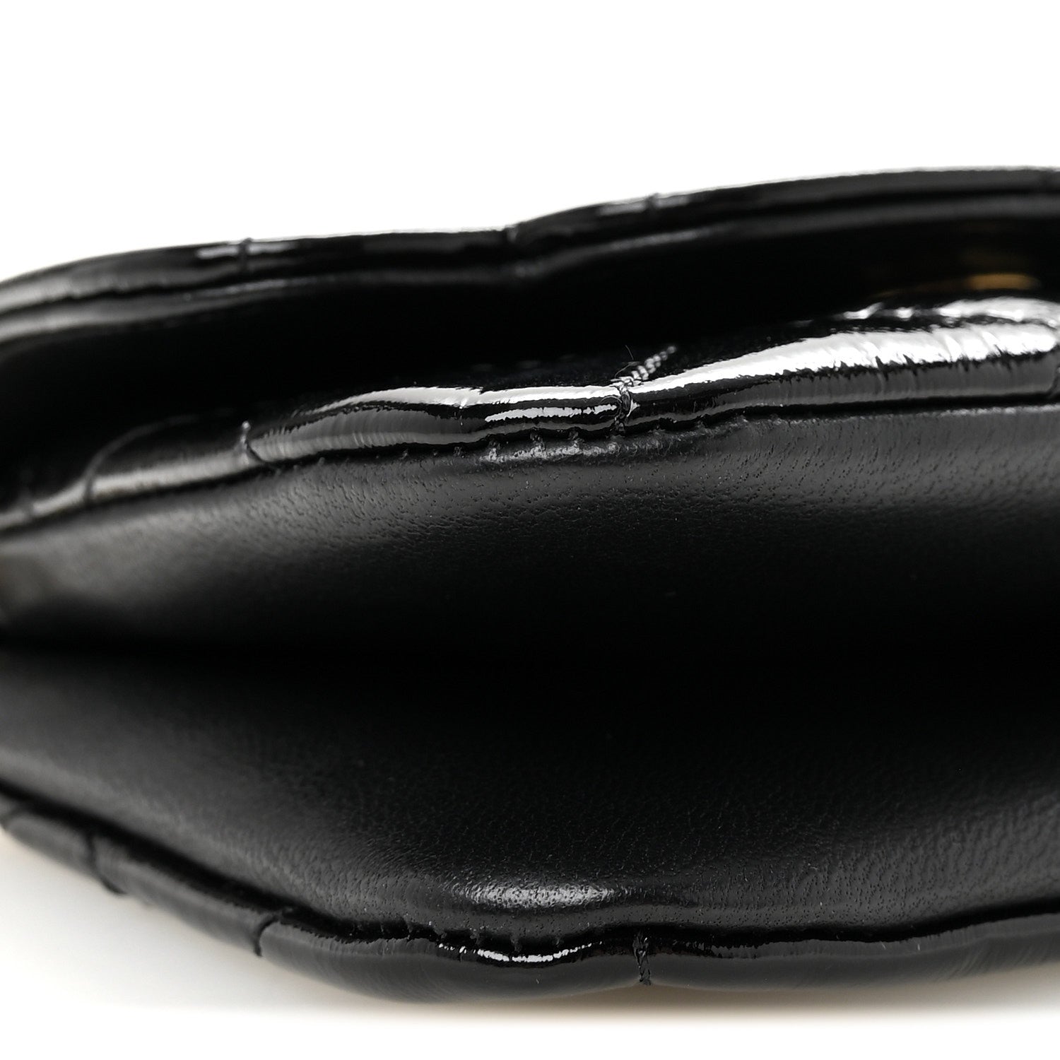 Chanel Crumpled Patent Lambskin Quilted Tassel Clutch With Chain Black 9 of 11