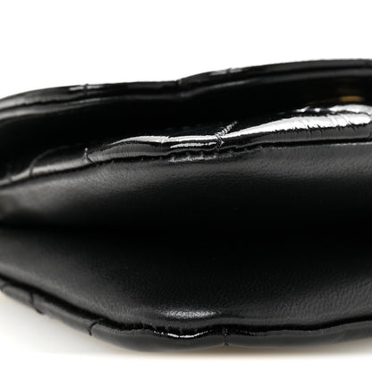 Chanel Crumpled Patent Lambskin Quilted Tassel Clutch With Chain Black 9 of 11
