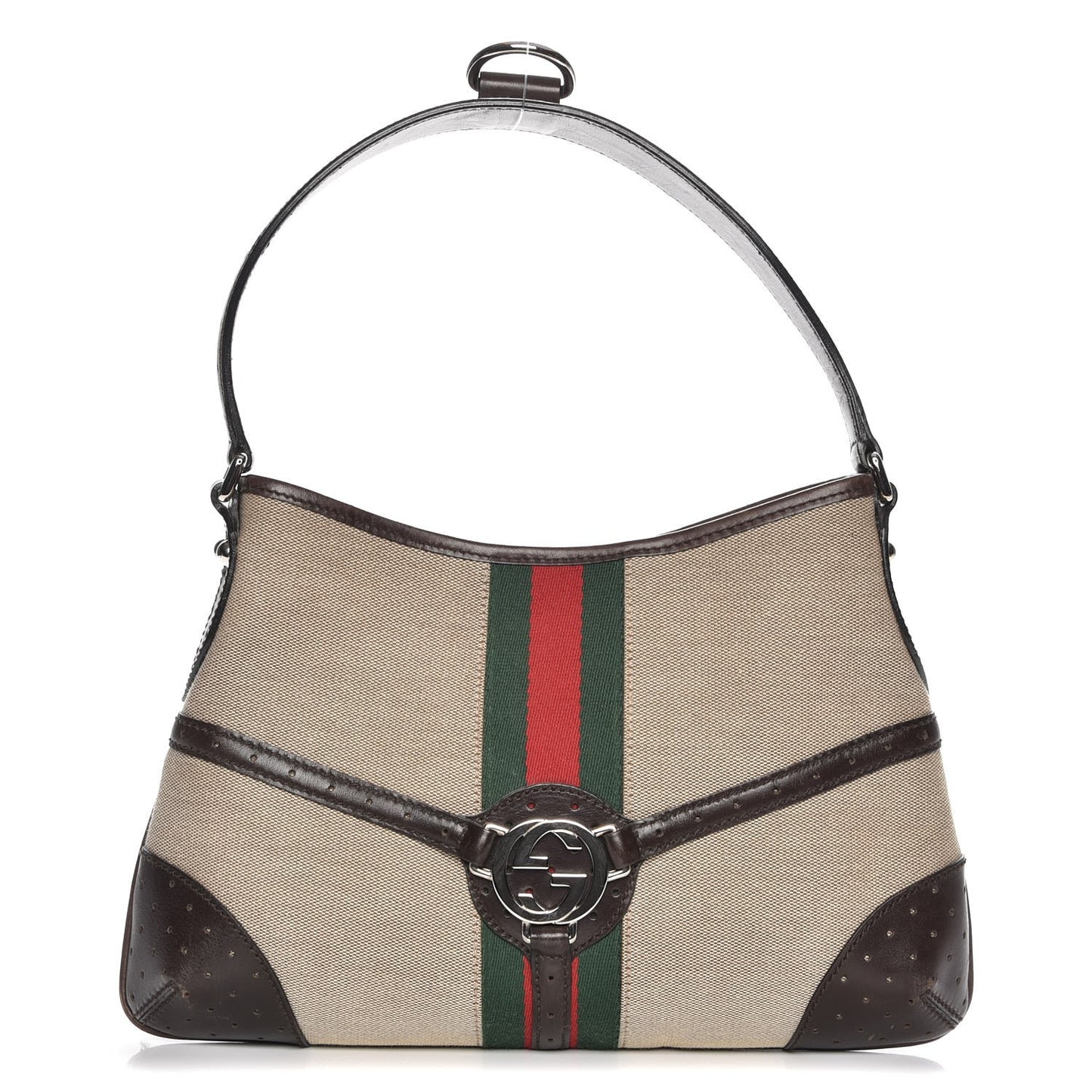 Canvas Web GG Reins Shoulder Bag Brown