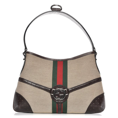 Gucci Canvas Web GG Reins Shoulder Bag Brown 1 of 10