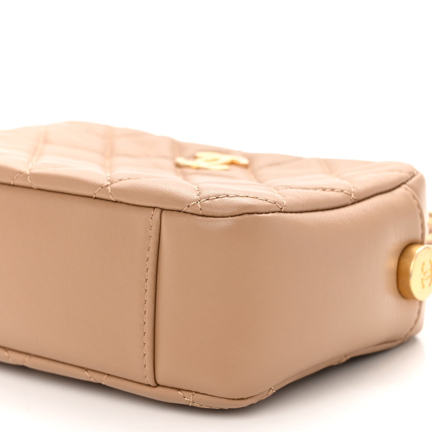 Chanel Lambskin Quilted CC Pearl Crush Camera Case Beige 10 of 10