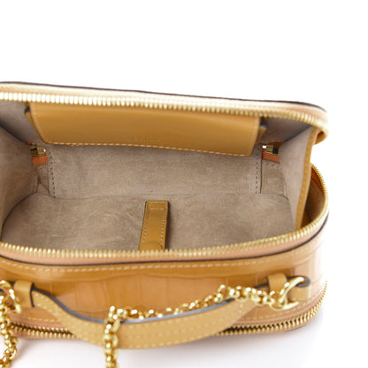 Chloe Calfskin Crocodile Embossed Mini C Vanity Bag Honey Gold 4 of 13