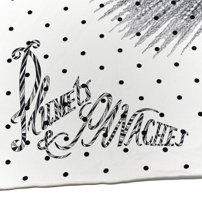 Hermes Silk Plumets Et Panaches Scarf 90 White Black Anthracite 4 of 5