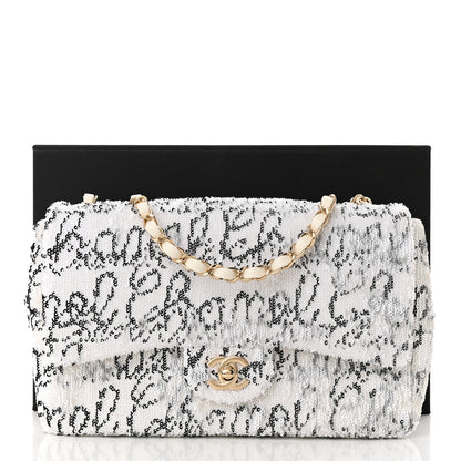 Chanel Sequin Logo Medium Flap White Black 11 of 11