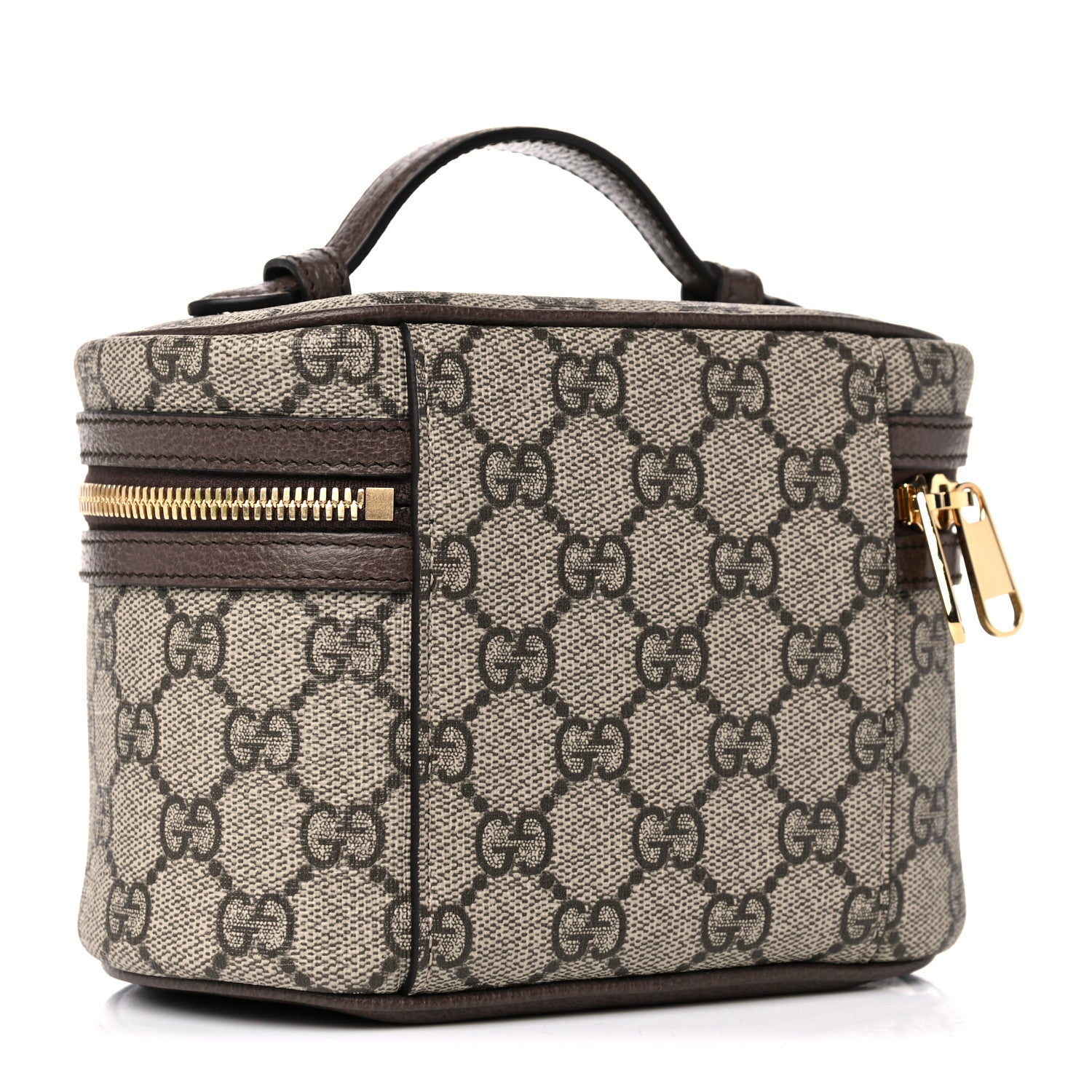 Gucci GG Supreme Monogram Textured Calfskin Web Ophidia Vanity Cosmetic Case Beige Ebony New Acero 3 of 10