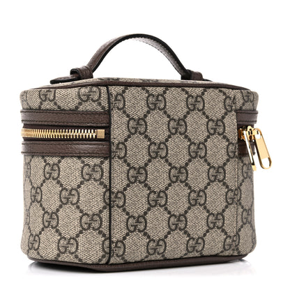 Gucci GG Supreme Monogram Textured Calfskin Web Ophidia Vanity Cosmetic Case Beige Ebony New Acero 3 of 10