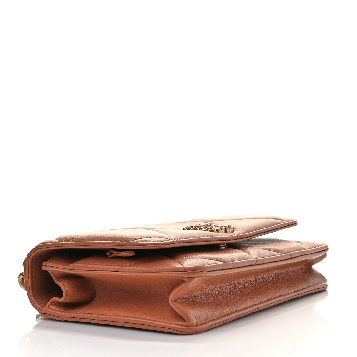 Chanel Lambskin Quilted Chanel 19 Wallet On Chain WOC Brown 3 of 5