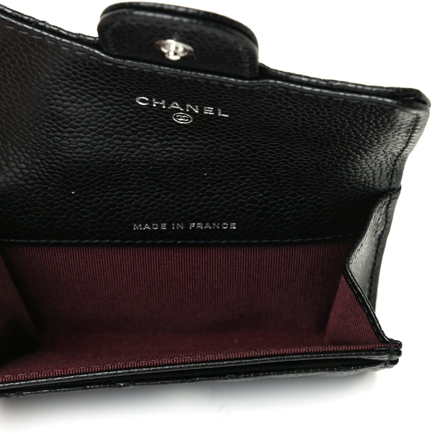 Caviar Quilted Flap Card Holder Wallet Black