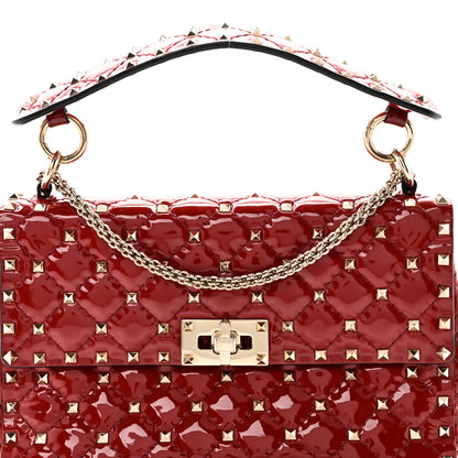 Valentino Garavani Patent Medium Rockstud Spike Shoulder Bag Rosso Valentino 7 of 9