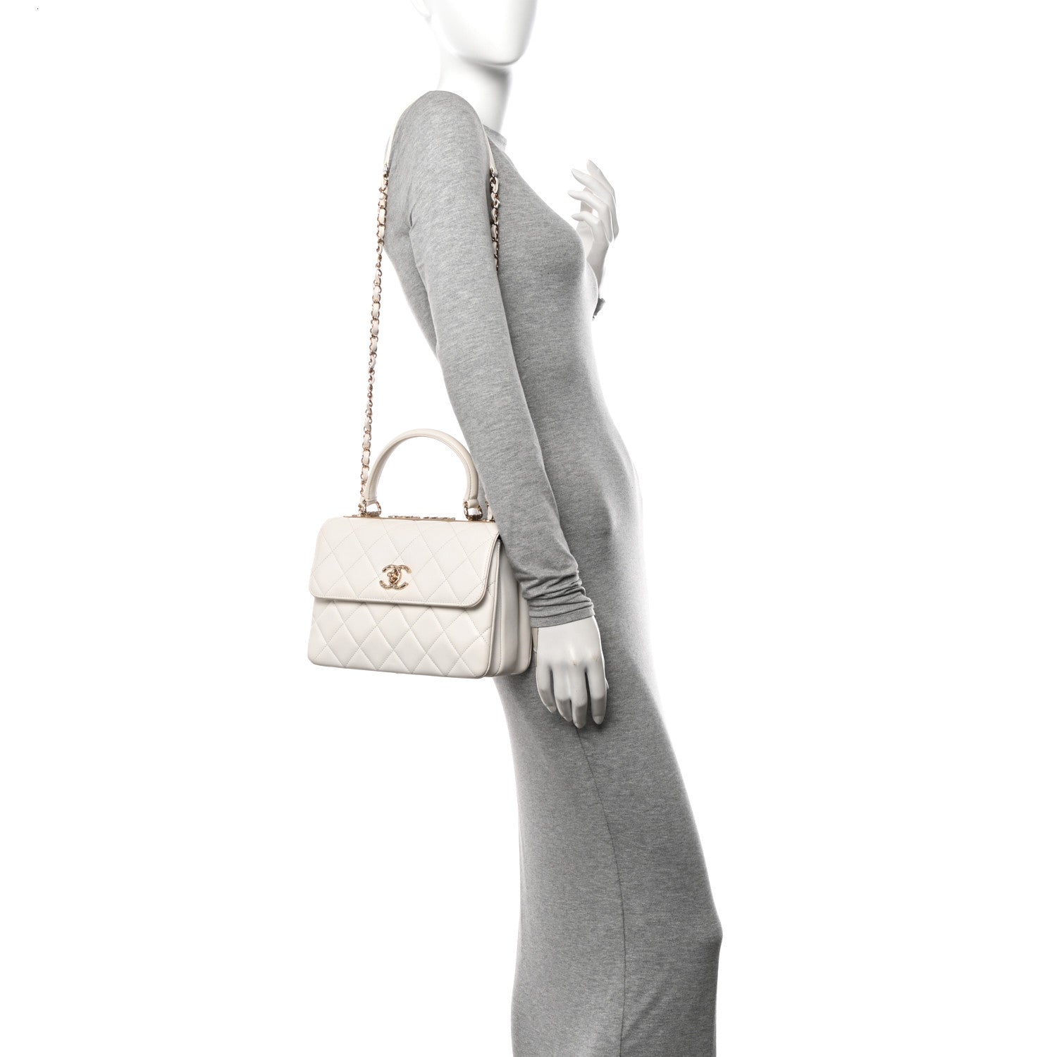 Chanel Lambskin Quilted Small Trendy CC Dual Handle Flap Bag White 2 of 13