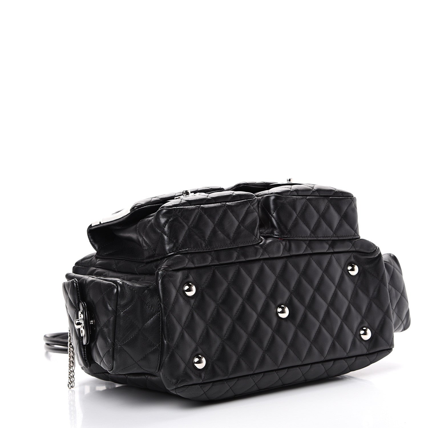 Chanel Calfskin Quilted Large Cambon Multipocket Reporter Black White 3 of 15
