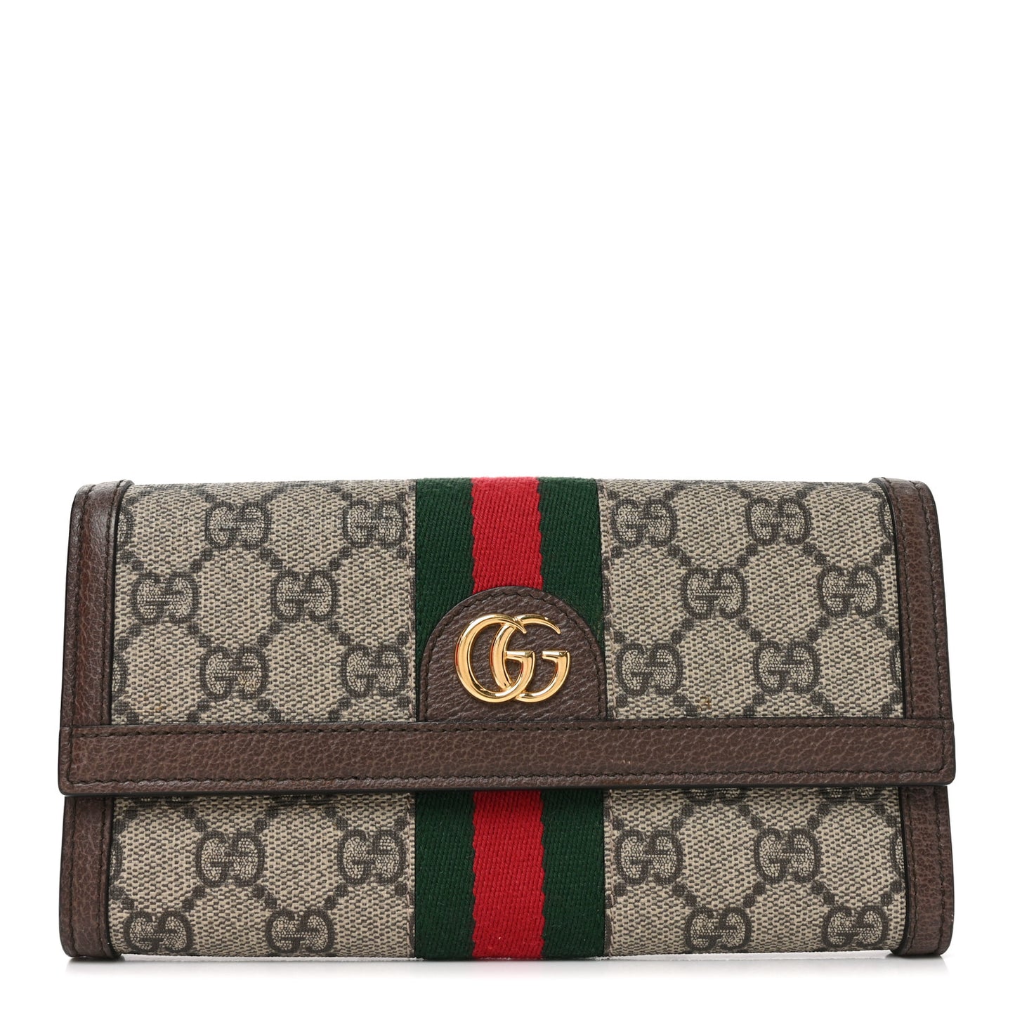 GG Supreme Monogram Web Ophidia Continental Wallet Brown