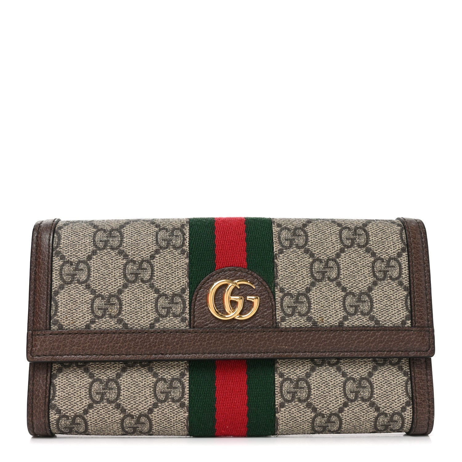 Gucci GG Supreme Monogram Web Ophidia Continental Wallet Brown 1 of 7