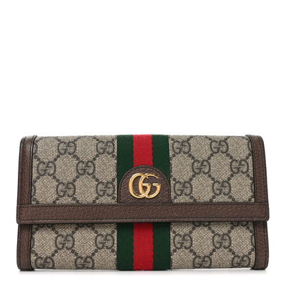 Gucci GG Supreme Monogram Web Ophidia Continental Wallet Brown 1 of 7
