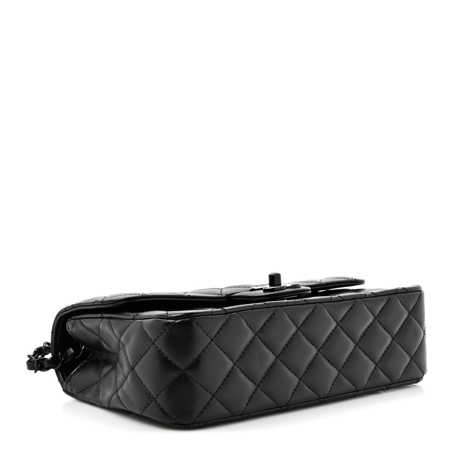 Lambskin Quilted Small Single Flap Top Handle Bag So Black