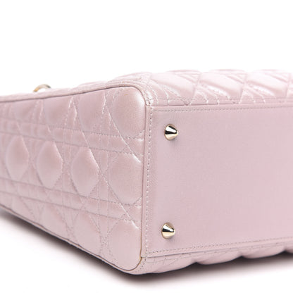 Christian Dior Pearly Lambskin Cannage Medium Lady Dior Lotus 9 of 14