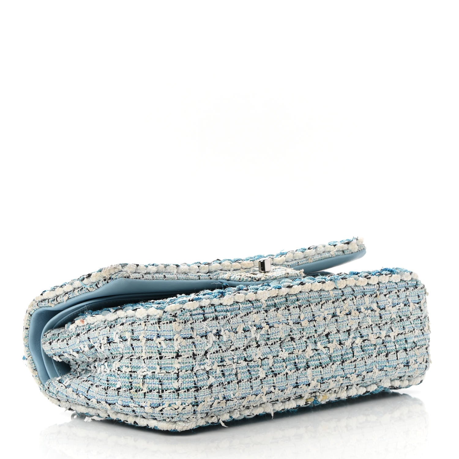 Chanel Tweed Quilted Medium Double Flap Blue White 4 of 15