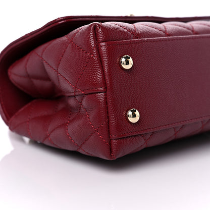 Chanel Caviar Lizard Embossed Quilted Mini Coco Handle Flap Burgundy 8 of 9