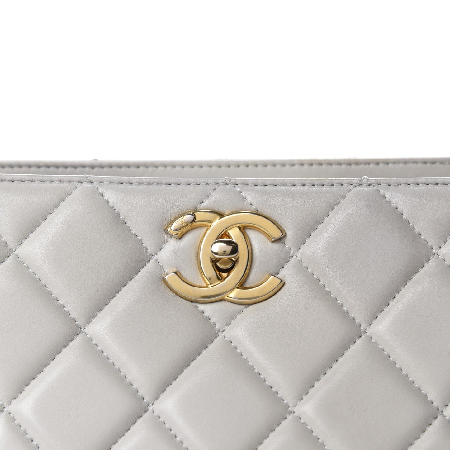 Lambskin Quilted Shoulder Bag Grey