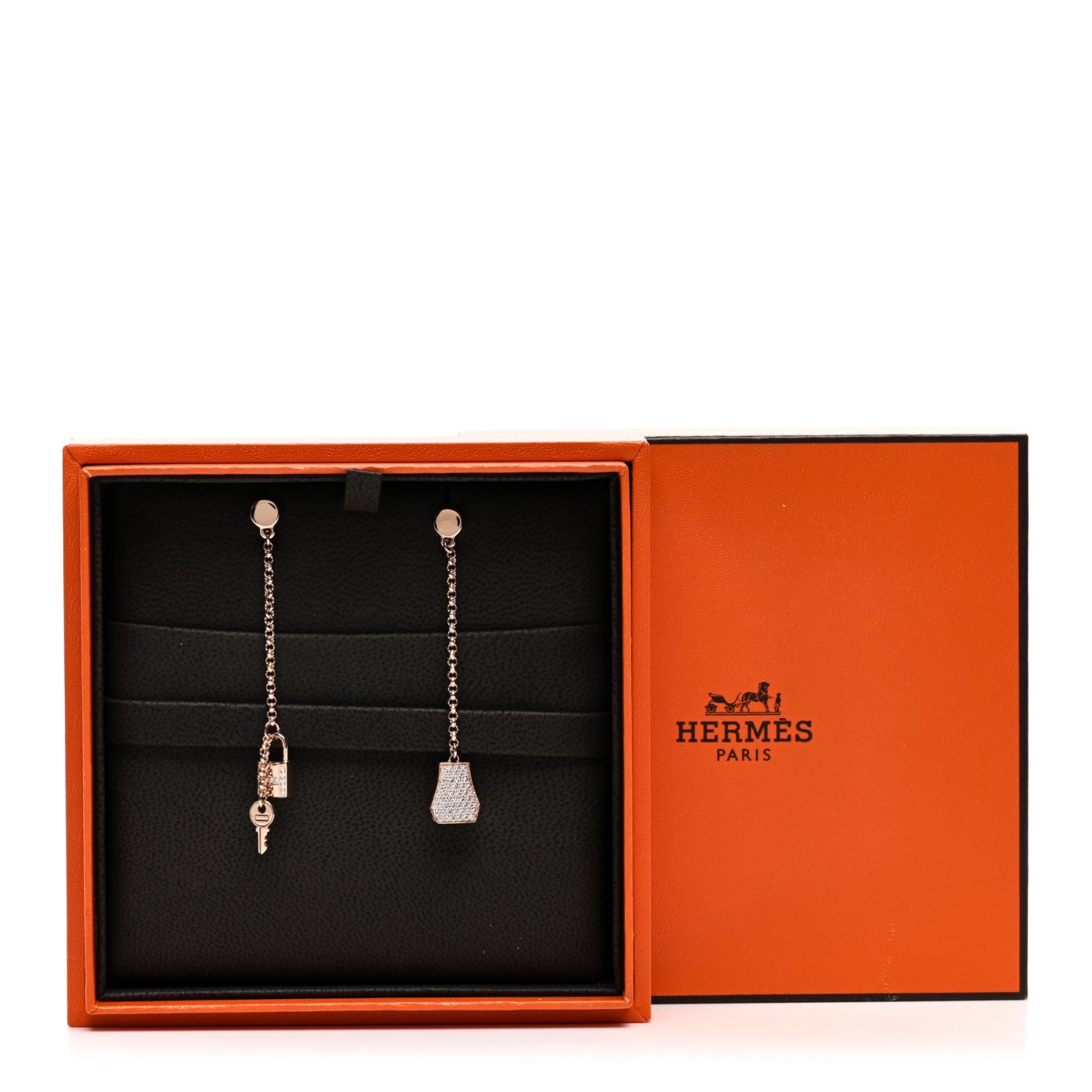18K Rose Gold Diamond Kelly Clochette Drop Earrings