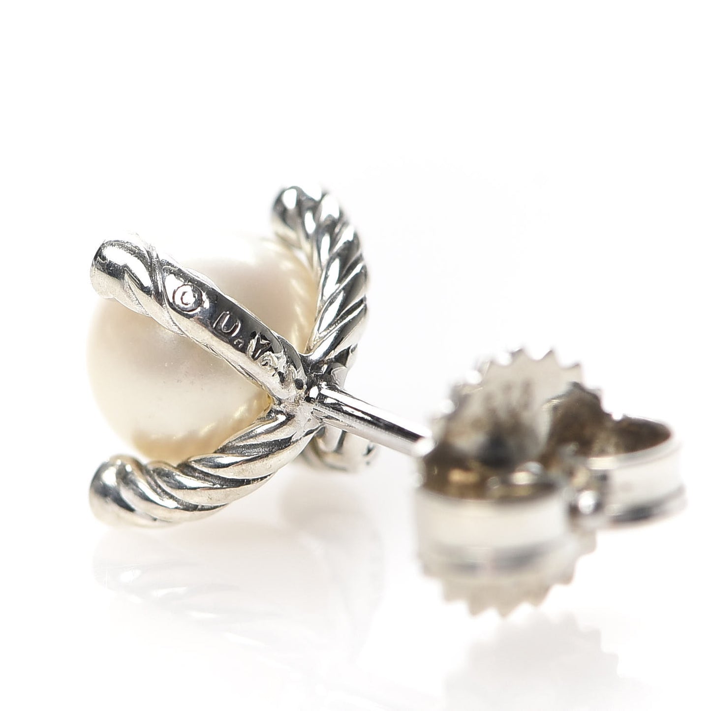 Sterling Silver Diamond Pearl 7mm Earrings