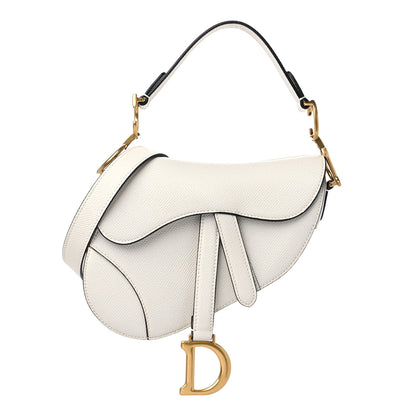 Christian Dior Grained Calfskin Mini Saddle Bag With Strap White 1 of 10