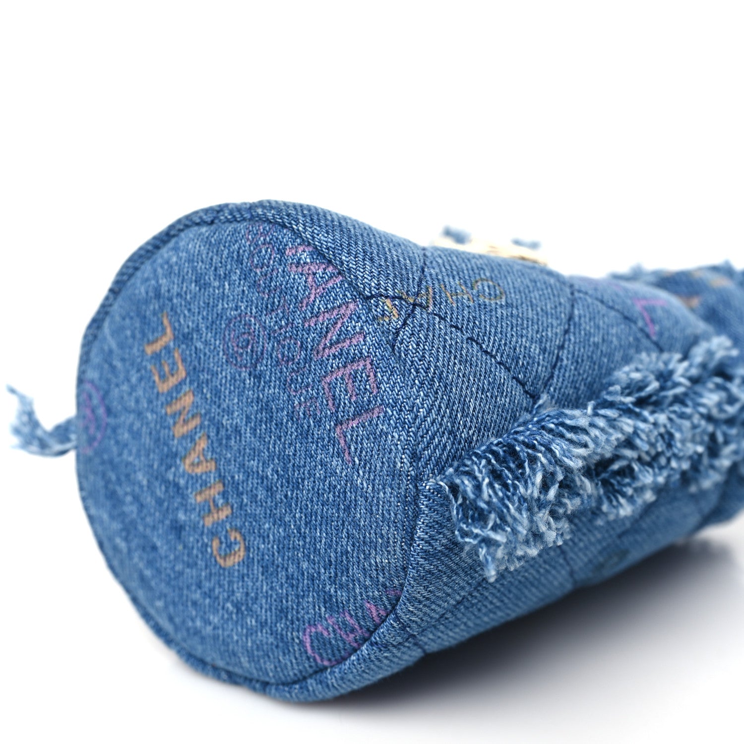 Chanel Denim Quilted Mood Mini Bucket With Chain Blue Multicolor 10 of 11