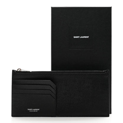Saint Laurent Grained Calfskin Zip Pouch Card Holder Black 8 of 8