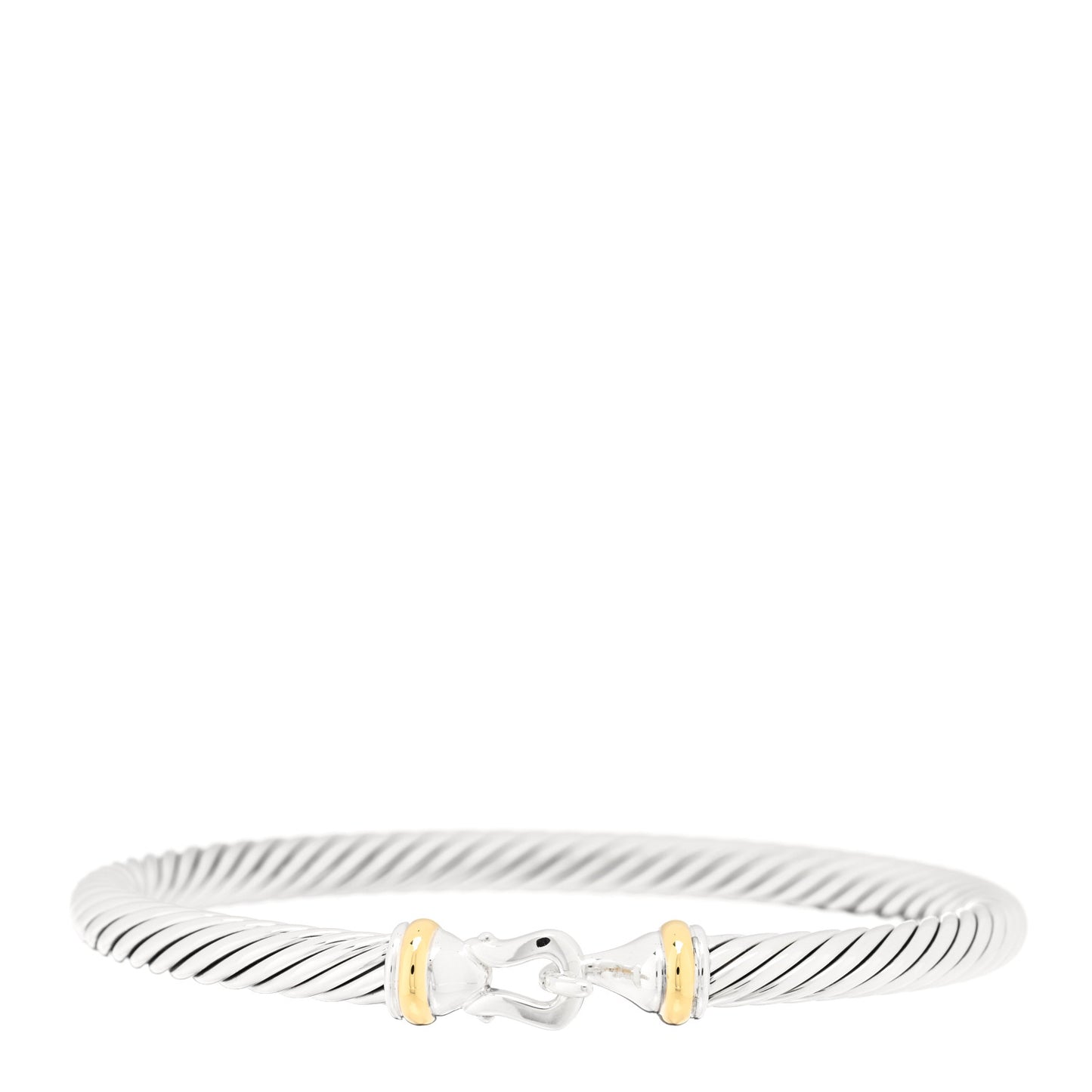 Sterling Silver 18K Yellow Gold 5mm Cable Classic Buckle Bracelet