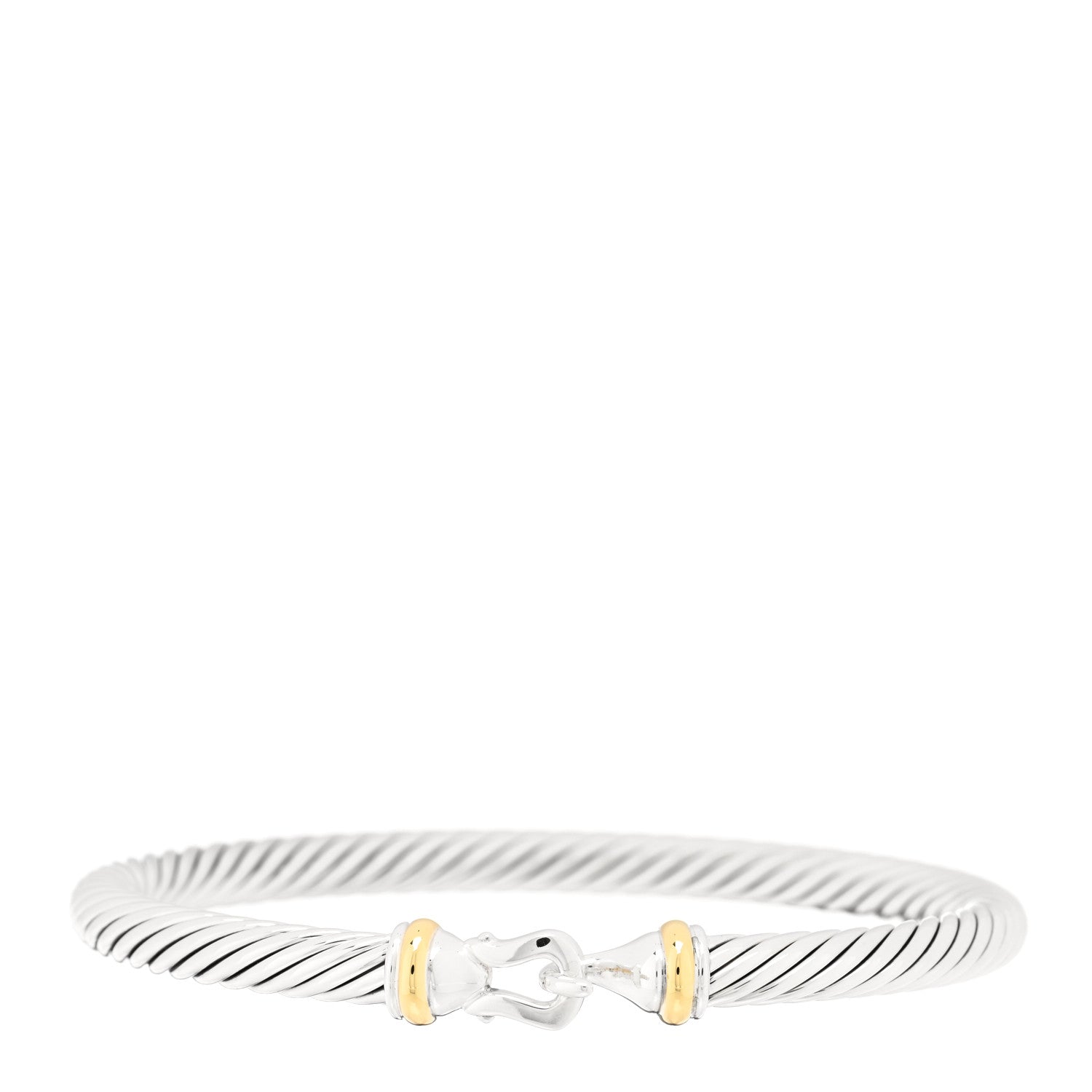 David Yurman Sterling Silver 18K Yellow Gold 5mm Cable Classic Buckle Bracelet 1 of 3