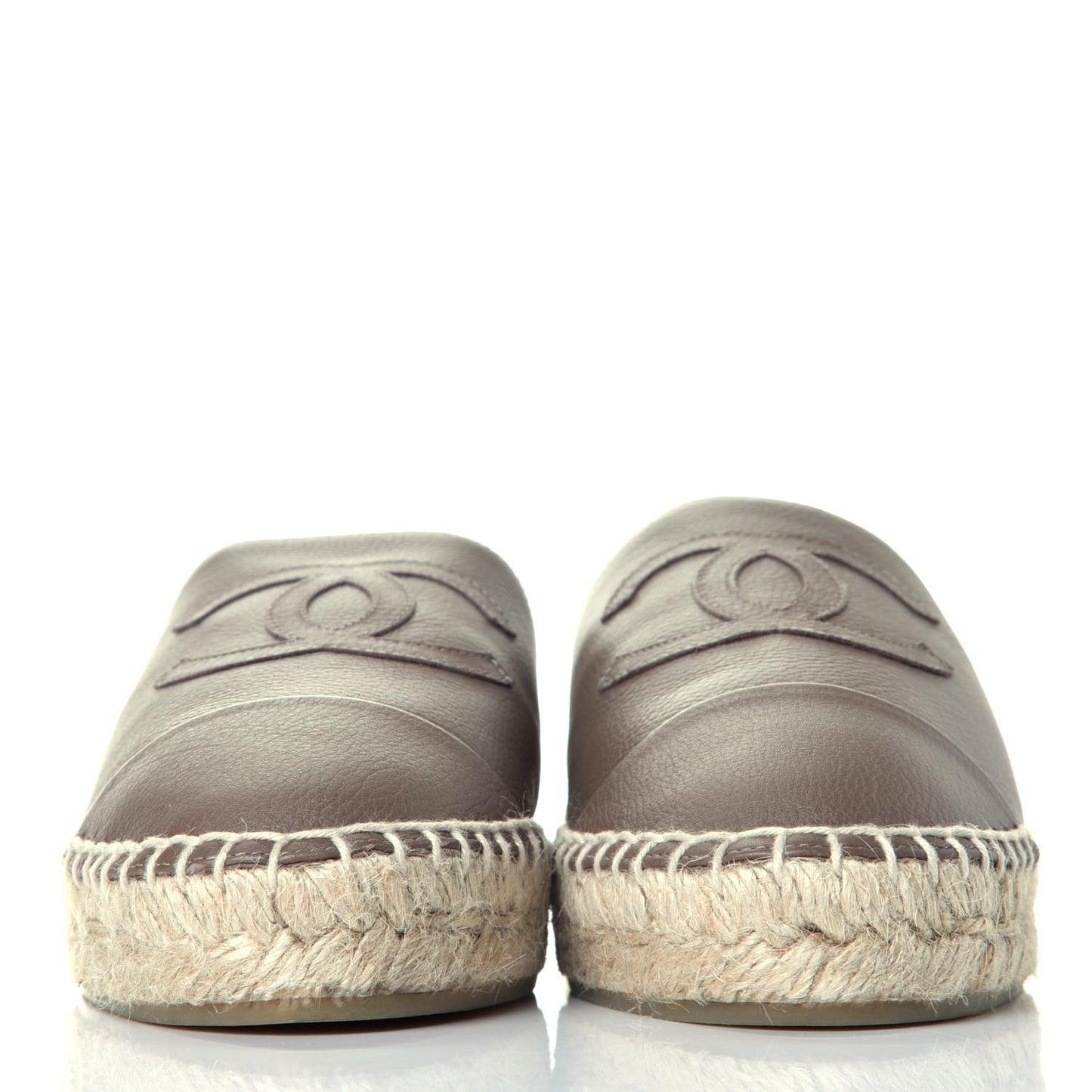 Calfskin CC Espadrille Mules 38 Beige