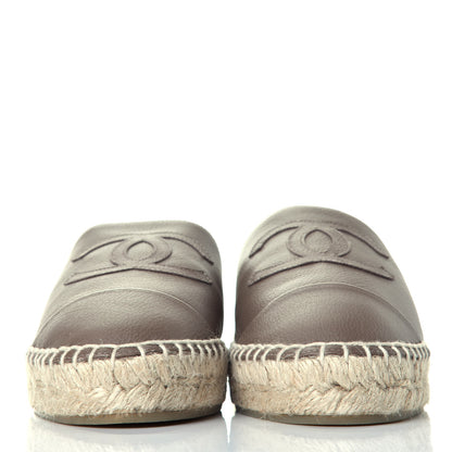 Chanel Calfskin CC Espadrille Mules 38 Beige 2 of 9
