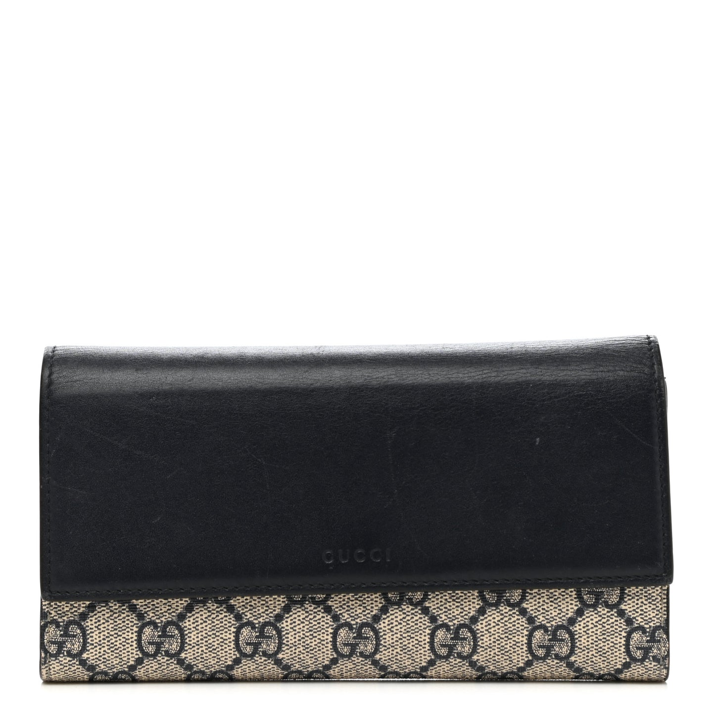 Calfskin GG Supreme Monogram Continental Wallet Black