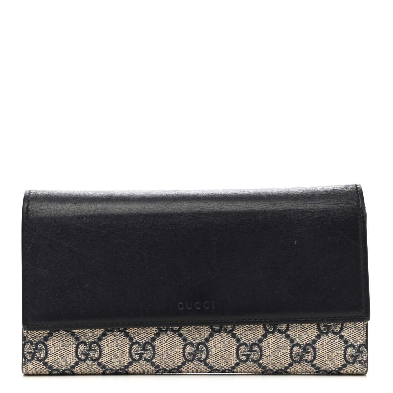 Gucci Calfskin GG Supreme Monogram Continental Wallet Black 1 of 9