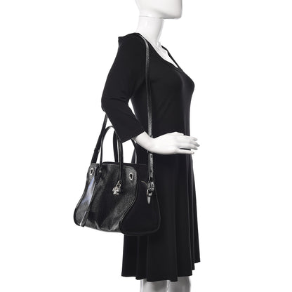 Alexander McQueen Patent Small Eyelet Padlock Skull Tote Black 2 of 10