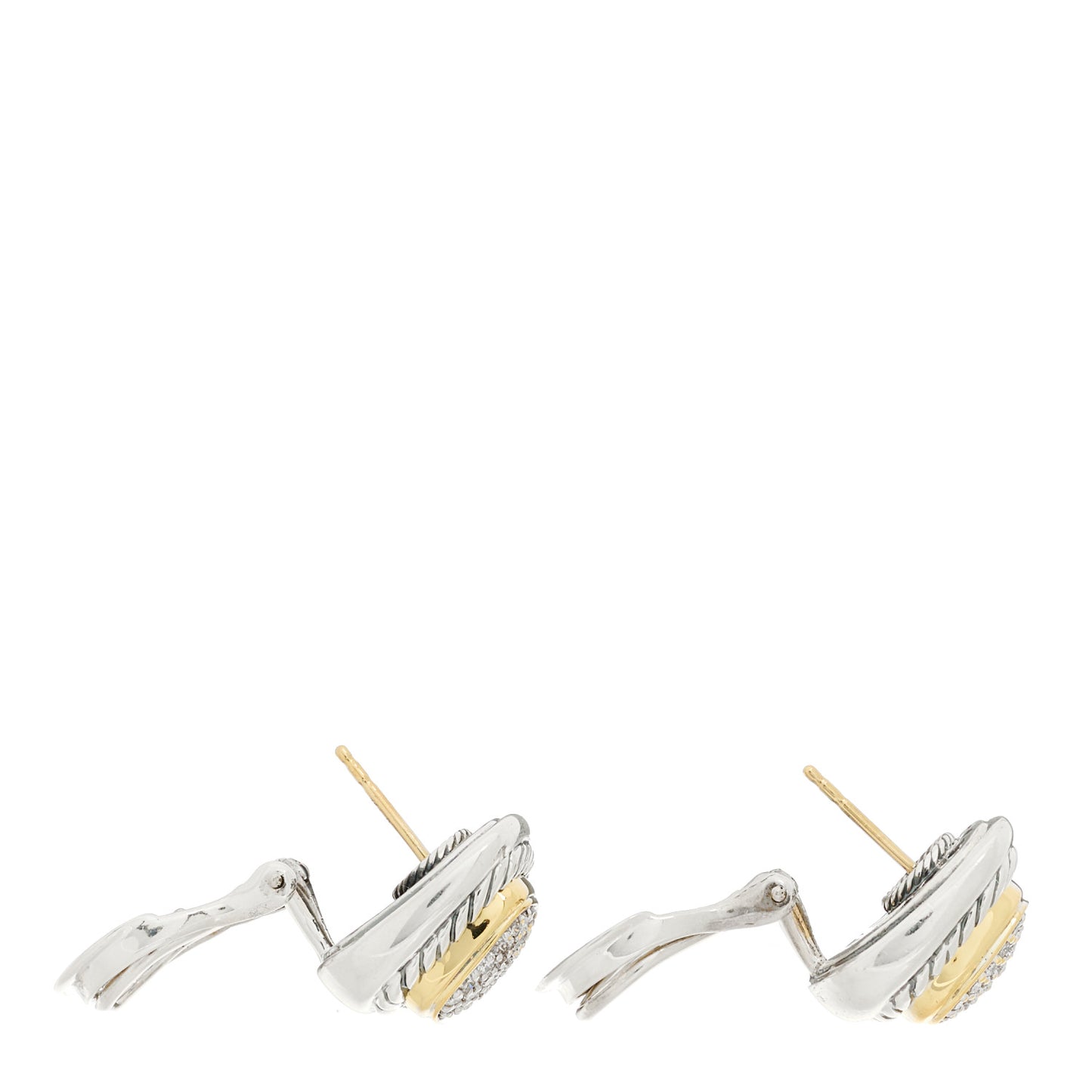 Sterling Silver 18K Yellow Gold Diamond Albion Pave Earrings