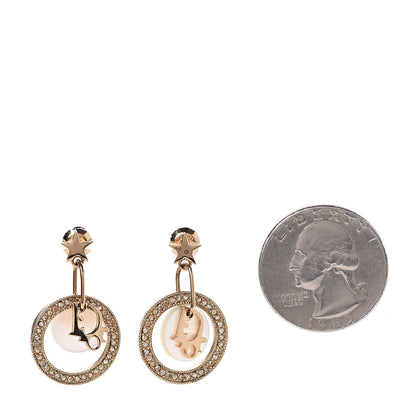 Christian Dior Crystal Pearl Star Round Drop Earrings Gold 3 of 3