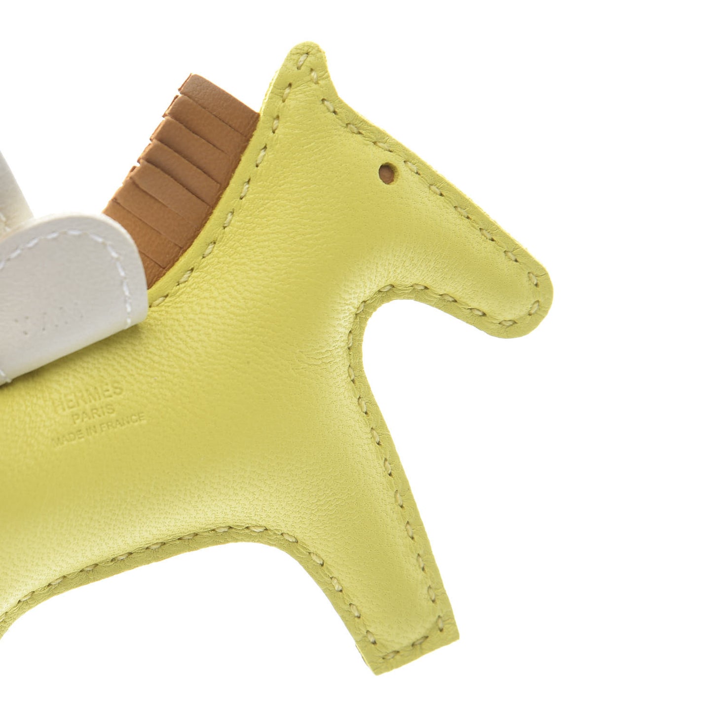 Milo Lambskin Grigri Rodeo Horse Bag Charm PM Lime Sesame Craie