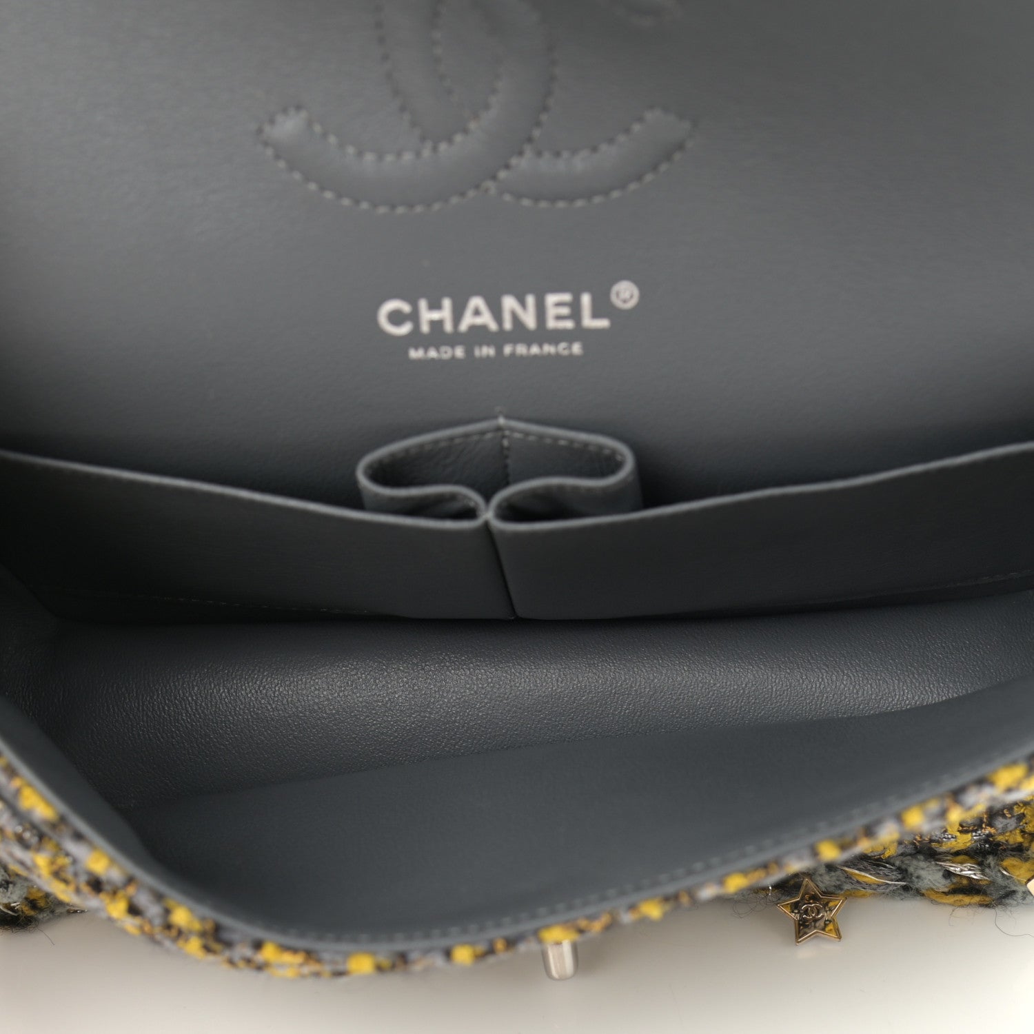Chanel Tweed Braided Charms Small Flap Yellow Grey Black 5 of 10