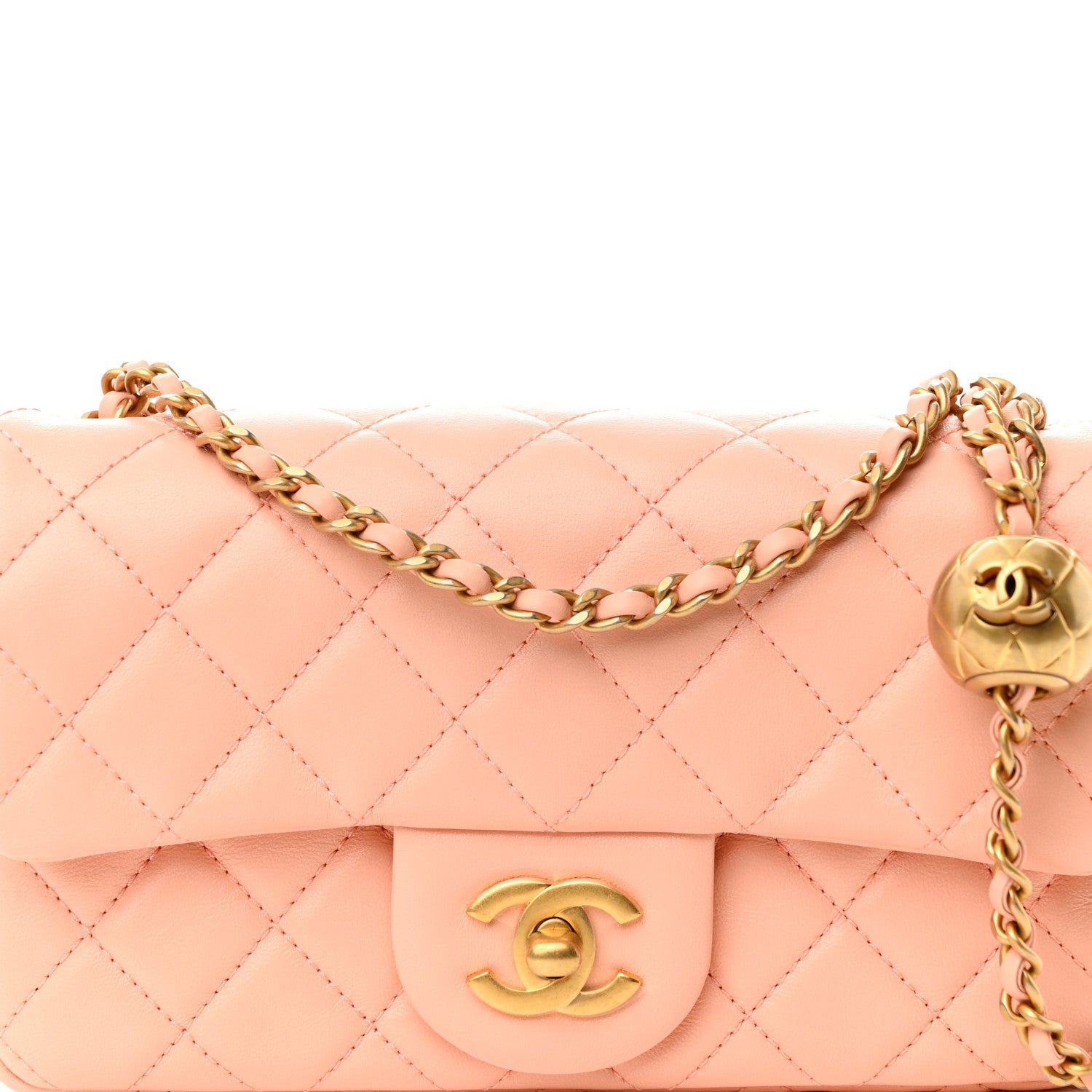 Chanel Lambskin Quilted Mini Rectangular Pearl Crush Flap Coral 9 of 11