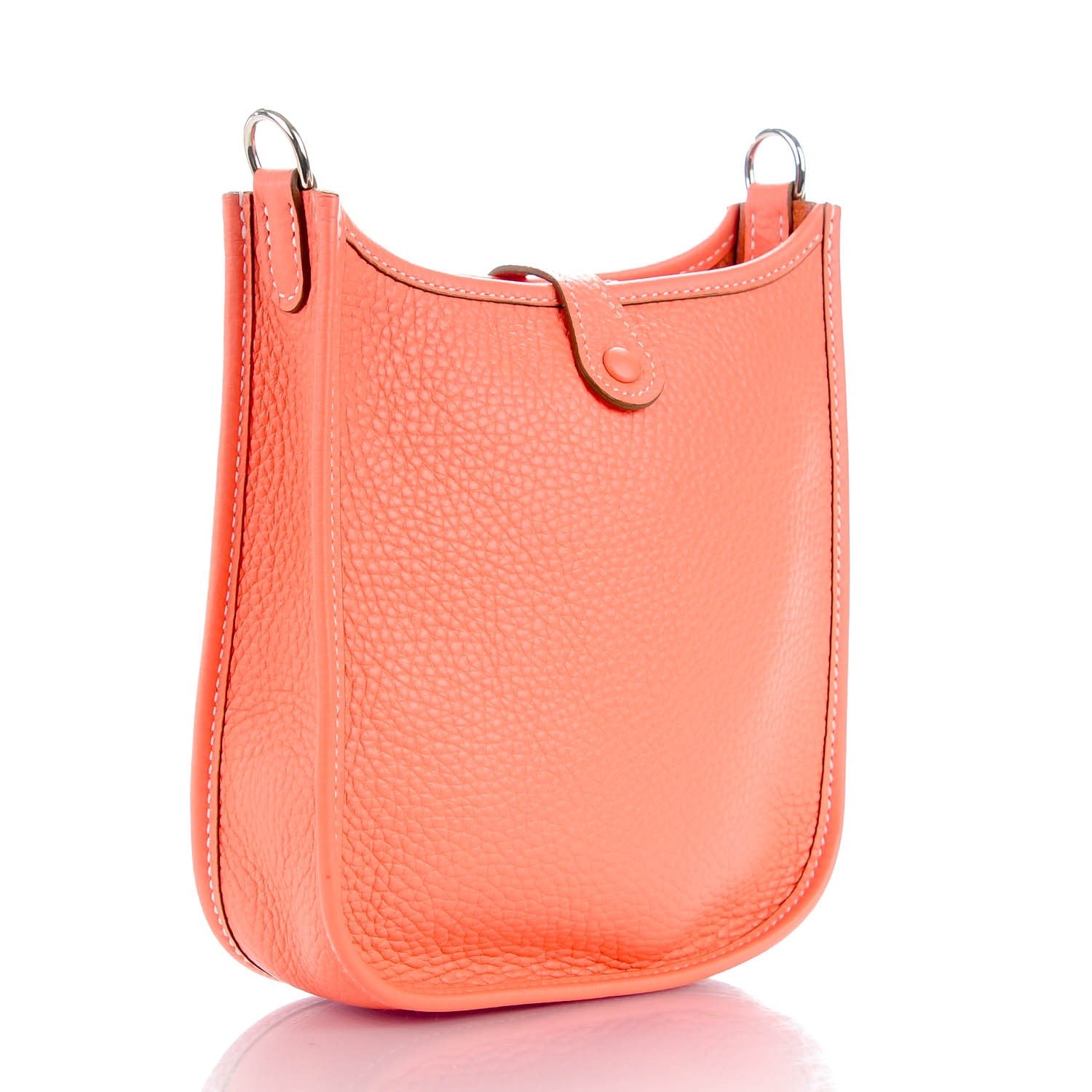 Hermes Taurillon Clemence Amazone Evelyne TPM Crevette and Rouge Casaque 3 of 7