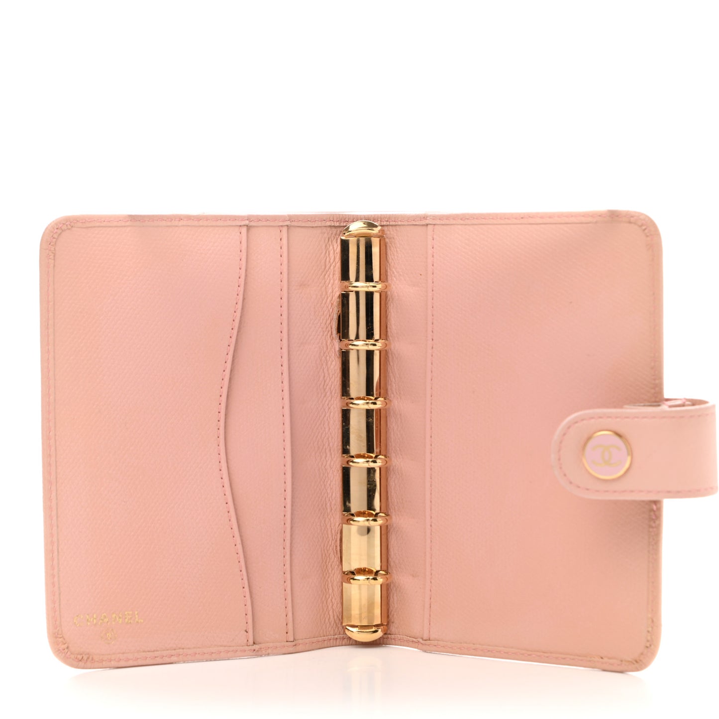 Grained Calfskin CC Button Pocket Agenda Cover Pink