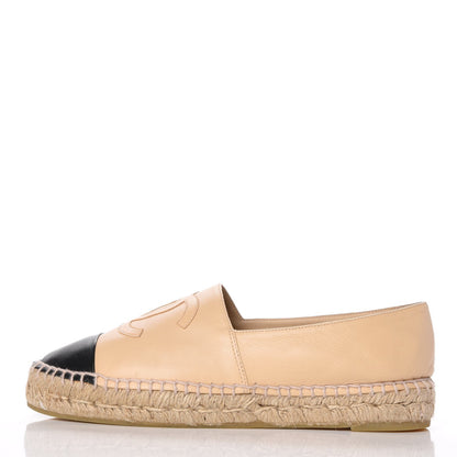 Chanel Lambskin CC Espadrilles 38 Beige Black 1 of 14