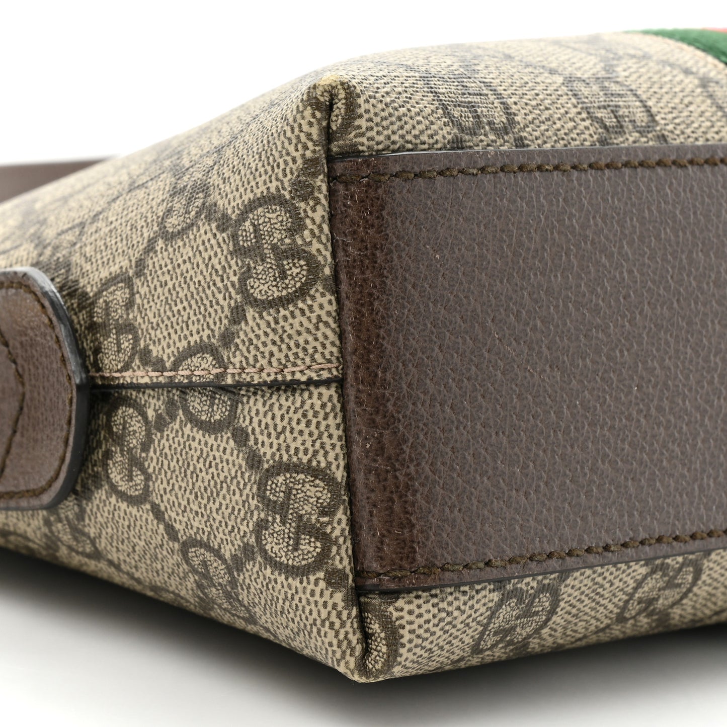 GG Supreme Monogram Textured Dollar Calfskin Web Small Ophidia Dome Shoulder Bag Beige Ebony New Acero