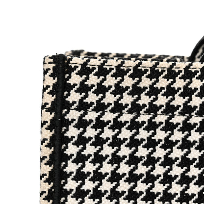 Christian Dior Canvas Houndstooth Embroidered Medium Book Tote Black White 12 of 17