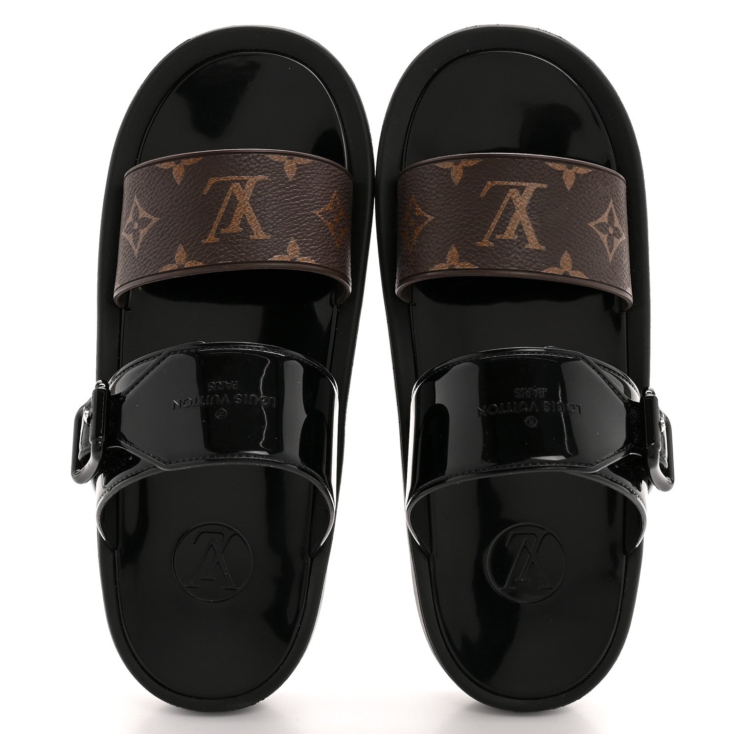 Louis Vuitton Monogram Sunbath Flat Mule Sandals 38 Black 2 of 10
