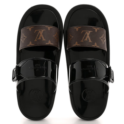 Louis Vuitton Monogram Sunbath Flat Mule Sandals 38 Black 2 of 10