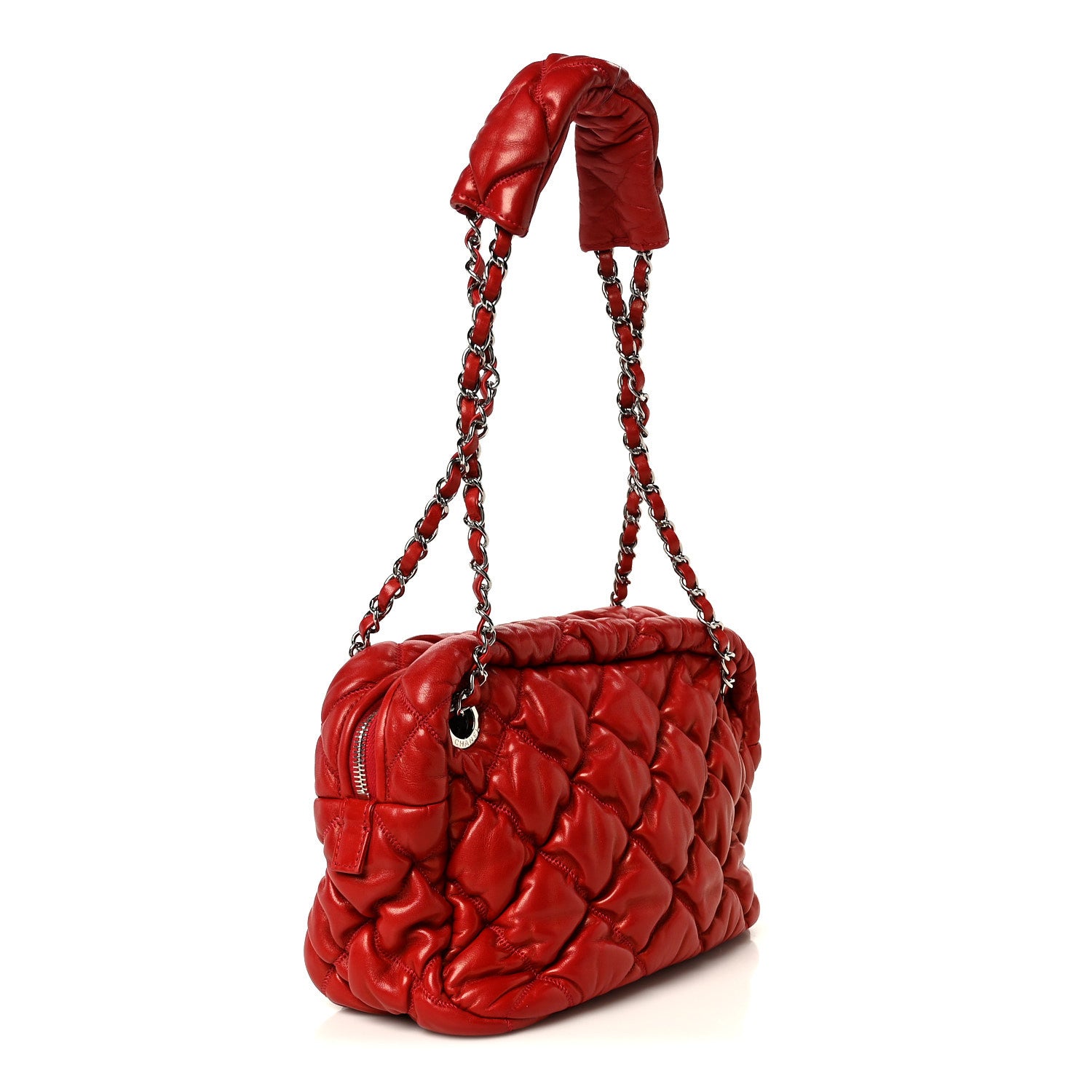 Chanel Lambskin Bubble Quilt Camera Case Red 3 of 10