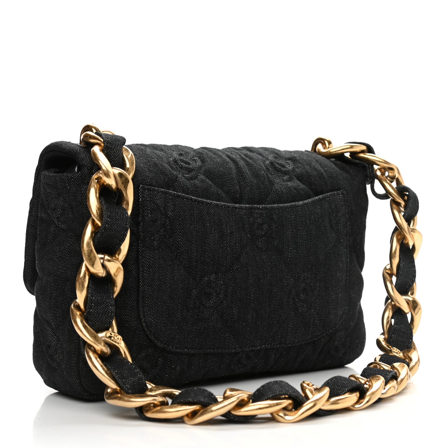 Denim Quilted Medium Funky Town Flap Black